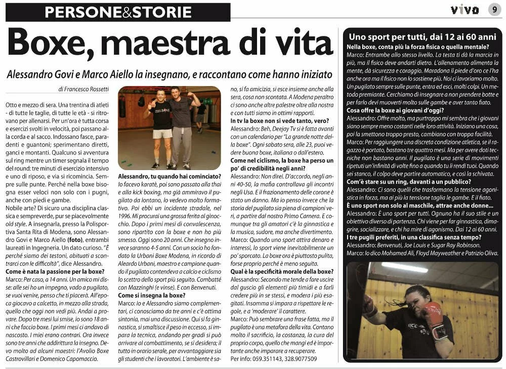VIVO Modena intervista Alessandro Govi e Marco Aiello allenatori di Urbani Boxe